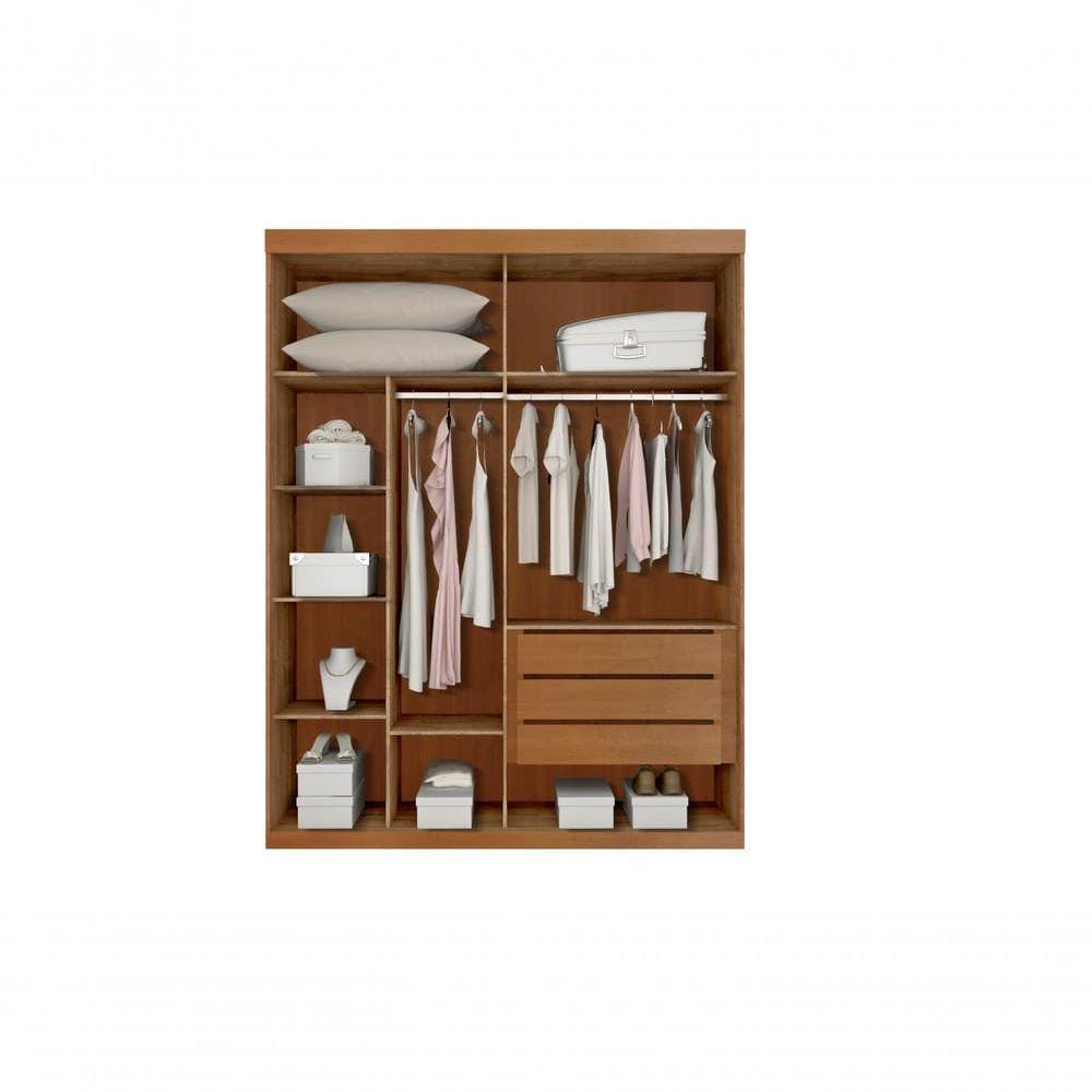 Guarda Roupa Solteiro Com Espelho 2 Portas 3 Gavetas - Búzios-cinamomo - Star Móveis - 2