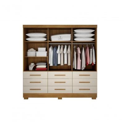Guarda Roupa Solteiro Buriti 3 Portas de Correr 9 Gavetas Buriti-cumaru-fendi MDP