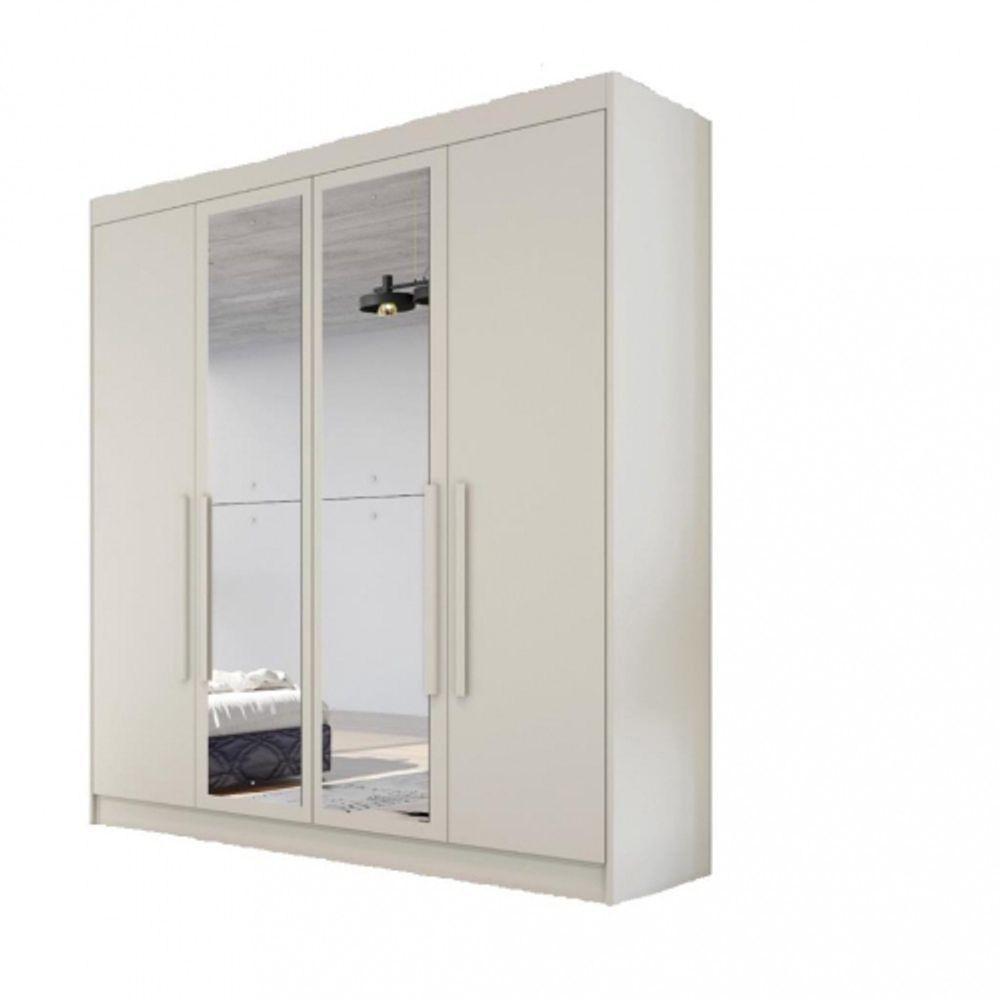 Guarda Roupa Solteiro Com Espelho 4 Portas 3 Gavetas - Nantes-off White - Móveis Europa - 3