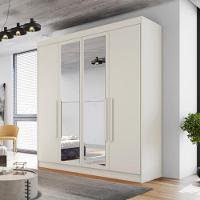 Guarda Roupa Solteiro Com Espelho 4 Portas 3 Gavetas - Nantes-off White - Móveis Europa - 1