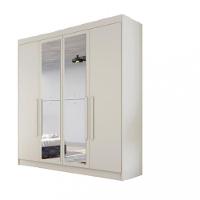 Guarda Roupa Solteiro Com Espelho 4 Portas 3 Gavetas - Nantes-off White - Móveis Europa - 3