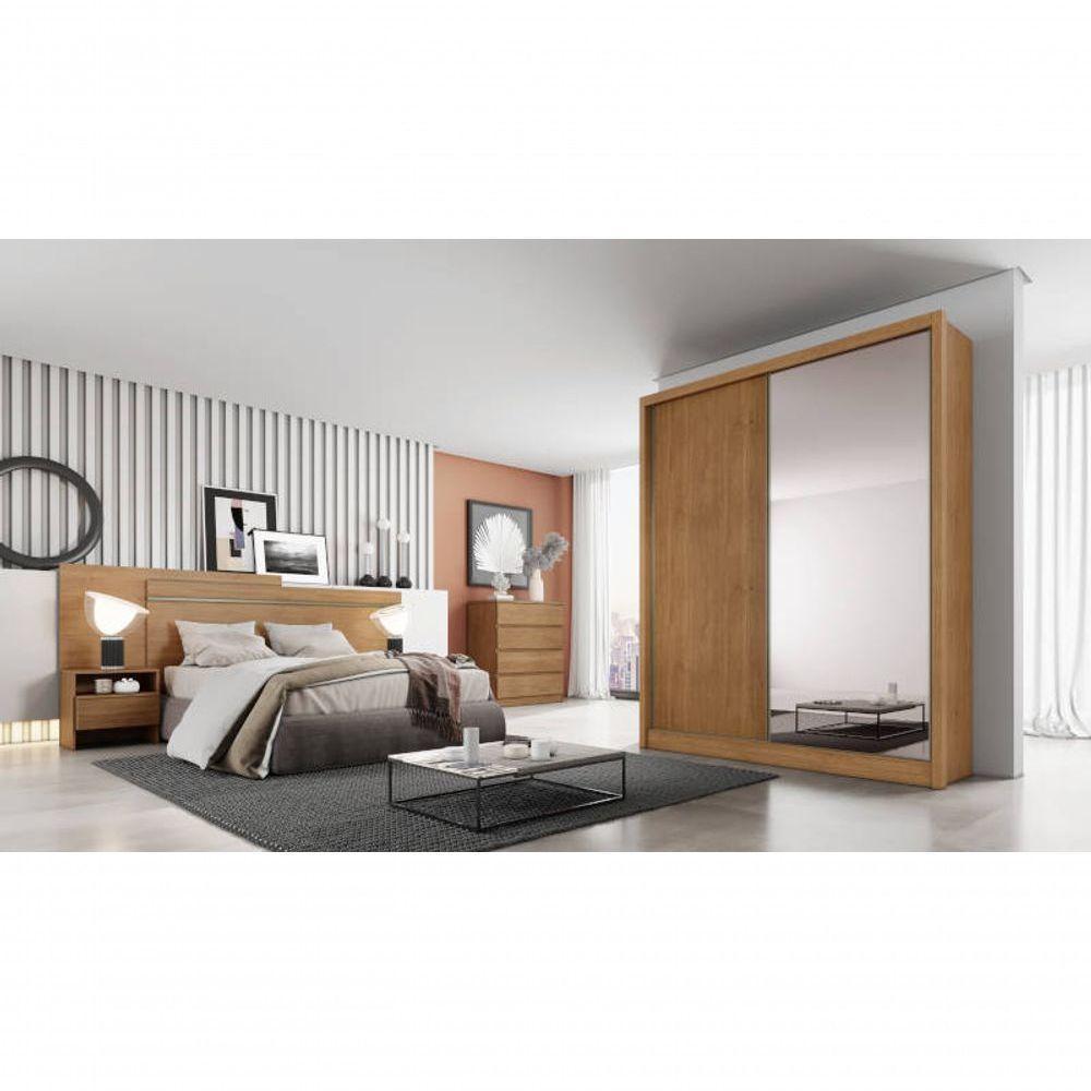 Guarda Roupa Solteiro Com Espelho Mdf 3 Gavetas - Toledo-cumaru - Móveis Novo Horizonte - 1