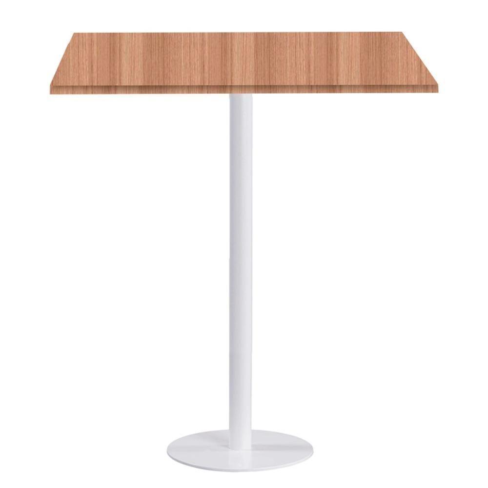 Mesa Pisa Beta Bistrô Fratini 107,50cm (a) Disco Redondo Branco Tampo Mdp Quadrado Noce Nat 60cm (l) - 1
