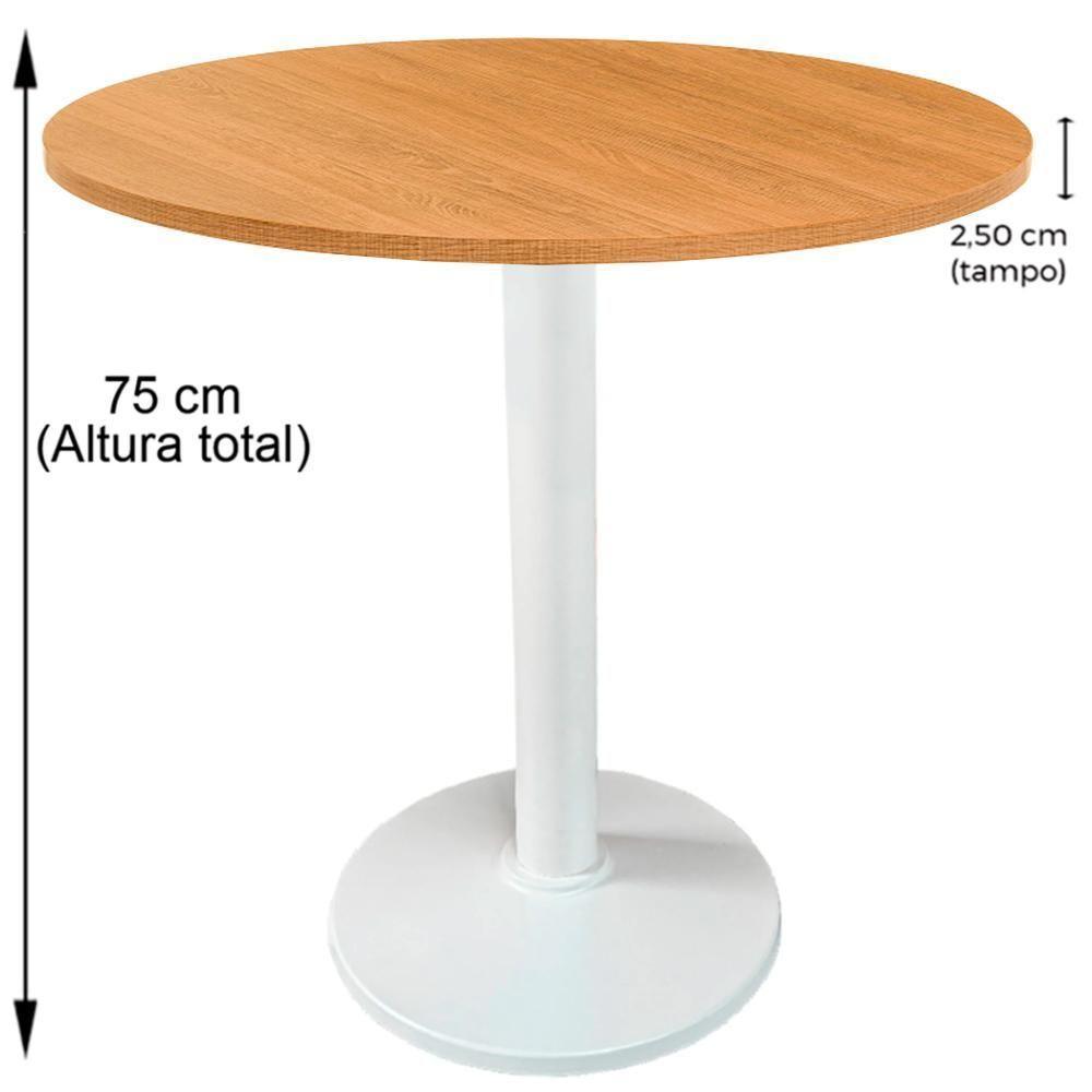 Mesa Zeta Ferro Branco 75 Cm (alt) Disco Redondo Tampo Mdp Redondo 70 Cm Larg X 2,5 Cm Alt Samba - 5