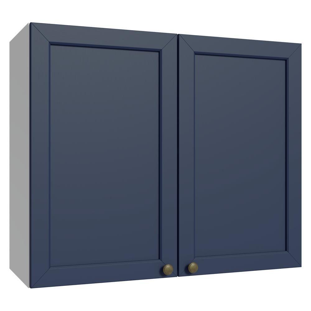 Armário Aéreo 80 Cm 2 Portas Vik Madesa Branco/azul - 1