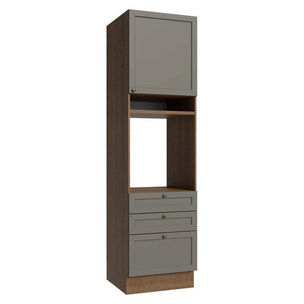 Torre Quente 60 Cm 1 Porta 3 Gavetas Vik Madesa Rustic/cinza - 1