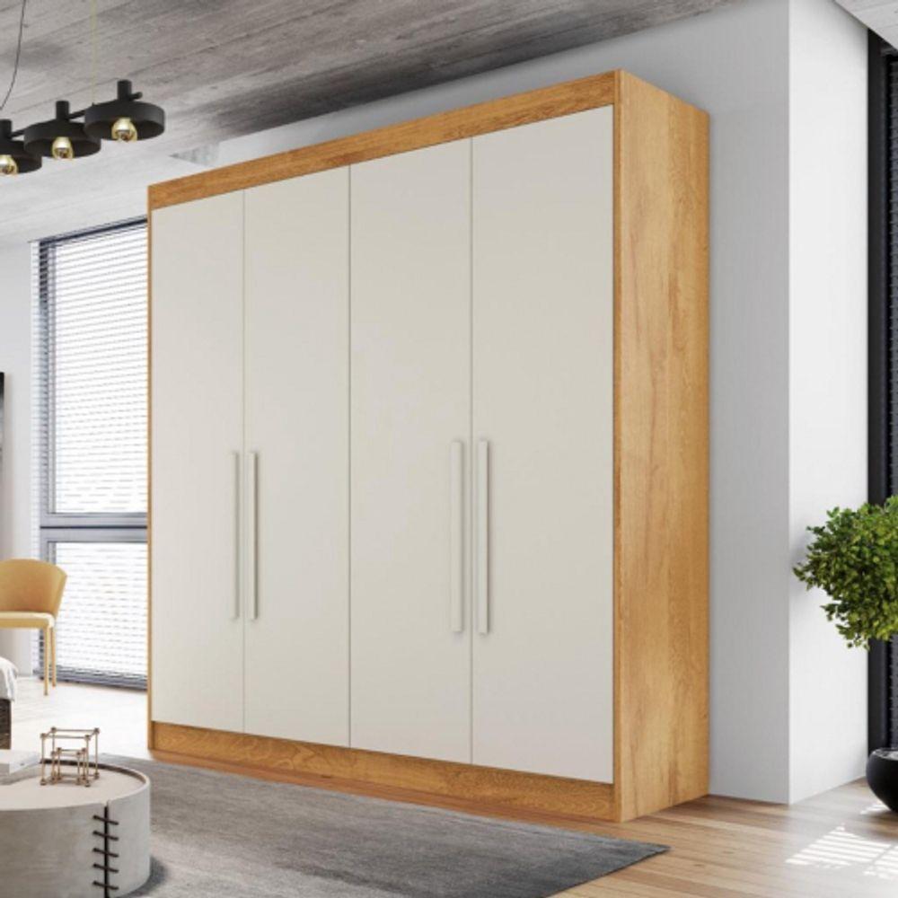 Guarda Roupa Solteiro 4 Portas 3 Gavetas - Nantes-peroba-off White - Móveis Europa - 1