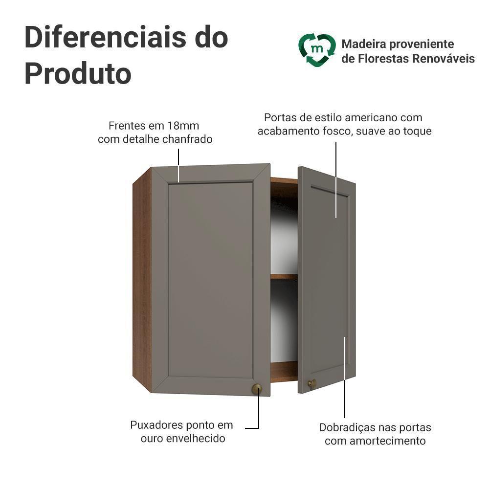 Armário Aéreo 70 Cm 2 Portas Vik Madesa Rustic/cinza - 7
