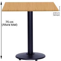 Mesa Zeta Ferro Preto 75 Cm (alt) Disco Redondo Tampo Mdp Quadrado 70 Cm (larg) X 2,50 Cm Alt Samba