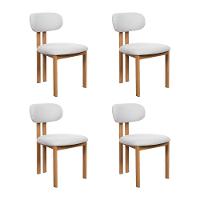 Kit 4 Cadeiras De Jantar Tulipa Estrutura Aço Carbono Laminado Natural Com Estofado Linho Cru - 1