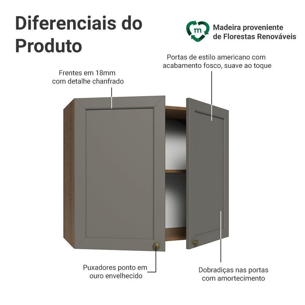 Armário Aéreo 80 Cm 2 Portas Vik Madesa Rustic/cinza - 3