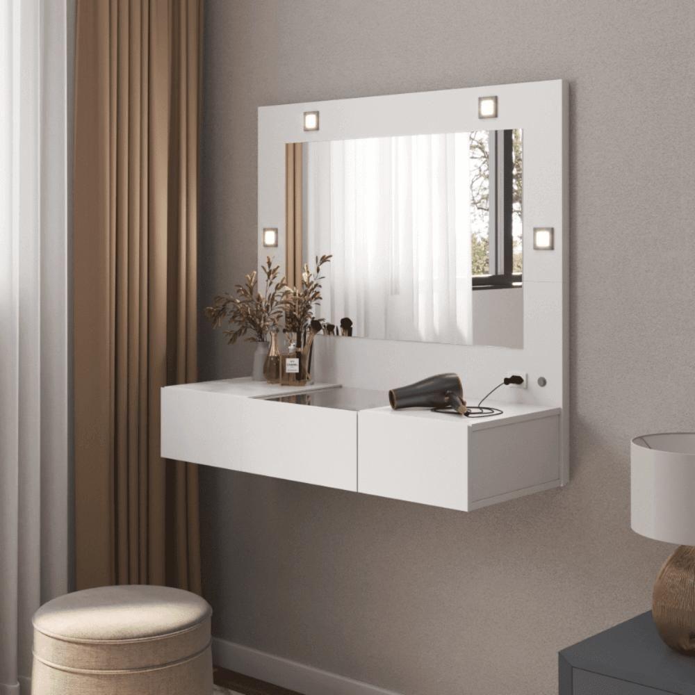 Penteadeira Camarim Lux Lux Suspensa Sofia 3 Gavetas C/ Led Branco - 2