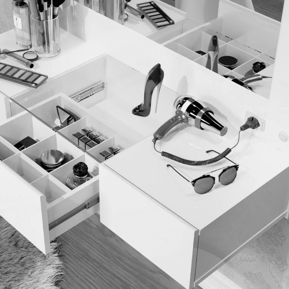 Penteadeira Camarim Lux Lux Suspensa Sofia 3 Gavetas C/ Led Branco - 7