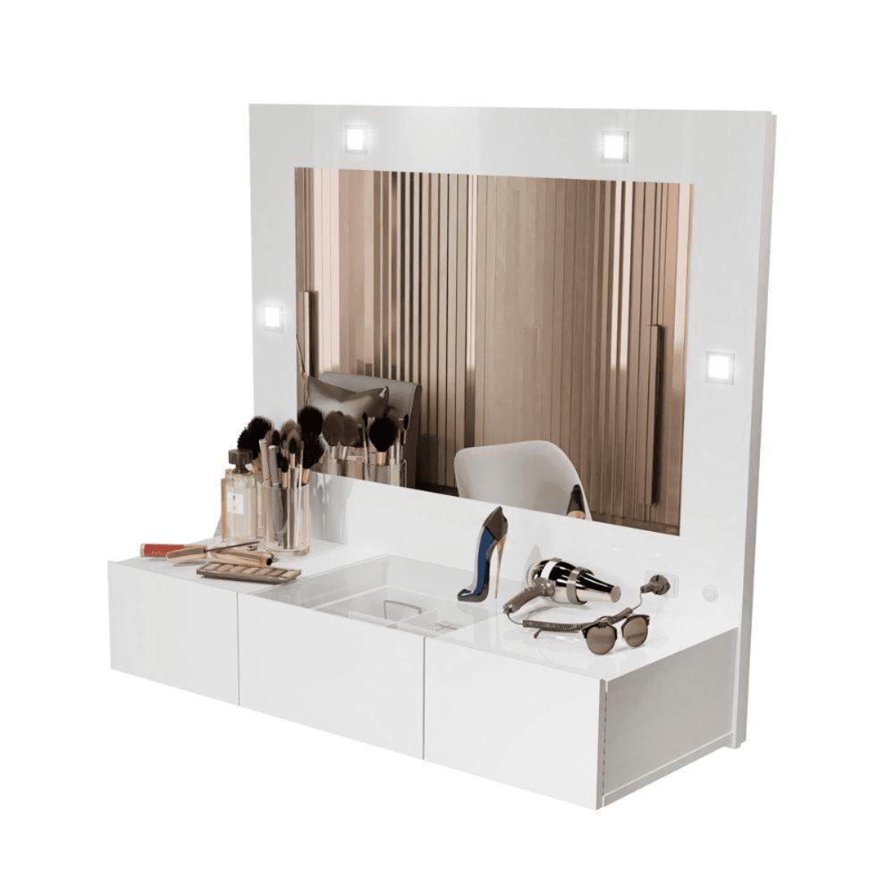 Penteadeira Camarim Lux Lux Suspensa Sofia 3 Gavetas C/ Led Branco - 8