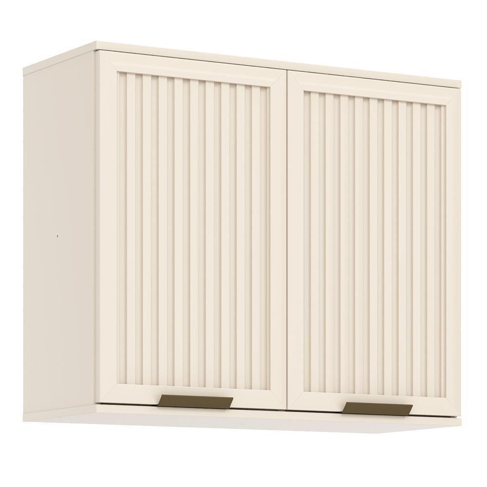 Armário Aéreo Connect 80cm 2 Portas Ripado Off White - Móveis Henn Off White - 1