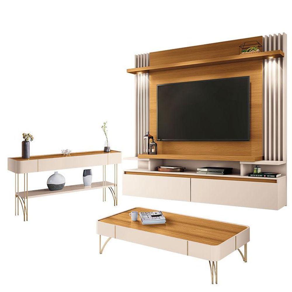 Home Suspenso Cosmo E Aparador Vivant E Mesa De Centro Cadenza Cinamomo Off White - Hb Móveis - 1