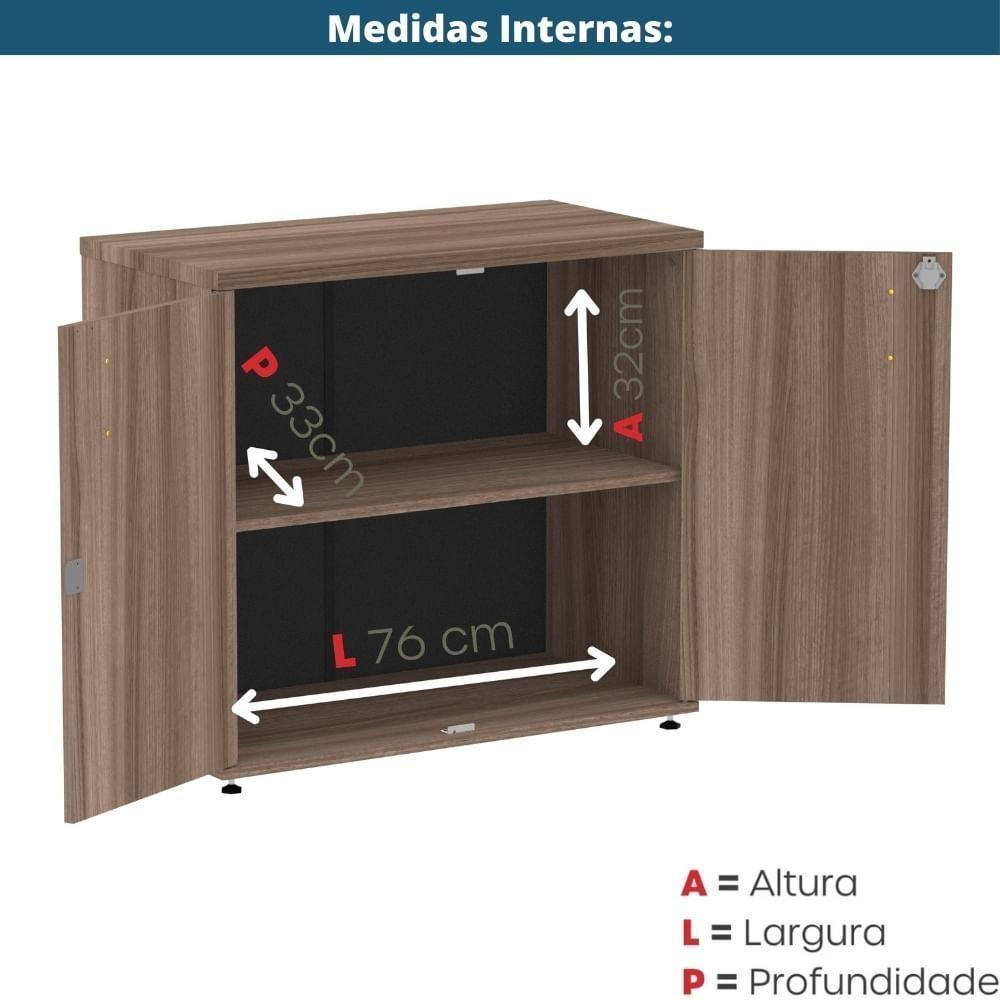Armário Baixo P25 Pandin 80 Cm (largura) Em Mdp Cor Walnut Com 2 Portas E Prateleira - 3