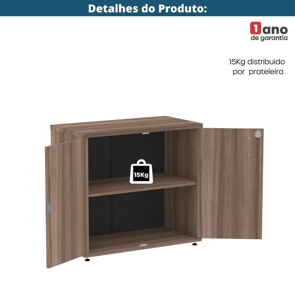 Armário Baixo P25 Pandin 80 Cm (largura) Em Mdp Cor Walnut Com 2 Portas E Prateleira - 4