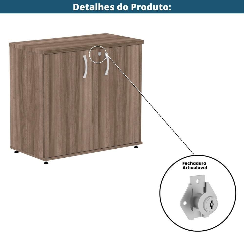 Armário Baixo P25 Pandin 80 Cm (largura) Em Mdp Cor Walnut Com 2 Portas E Prateleira - 6