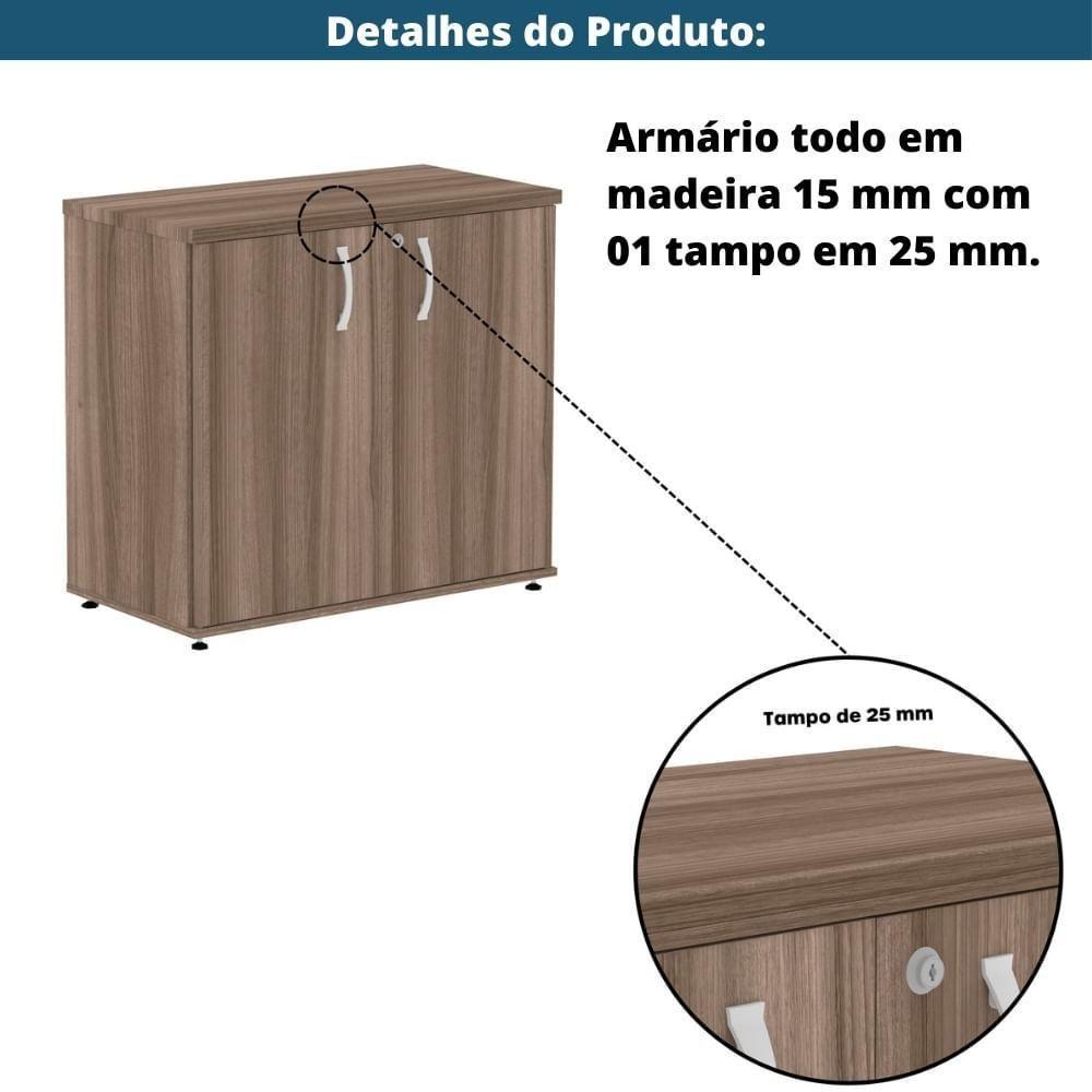 Armário Baixo P25 Pandin 80 Cm (largura) Em Mdp Cor Walnut Com 2 Portas E Prateleira - 7