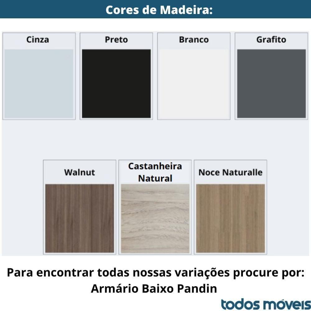 Armário Baixo P25 Pandin 80 Cm (largura) Em Mdp Cor Walnut Com 2 Portas E Prateleira - 8