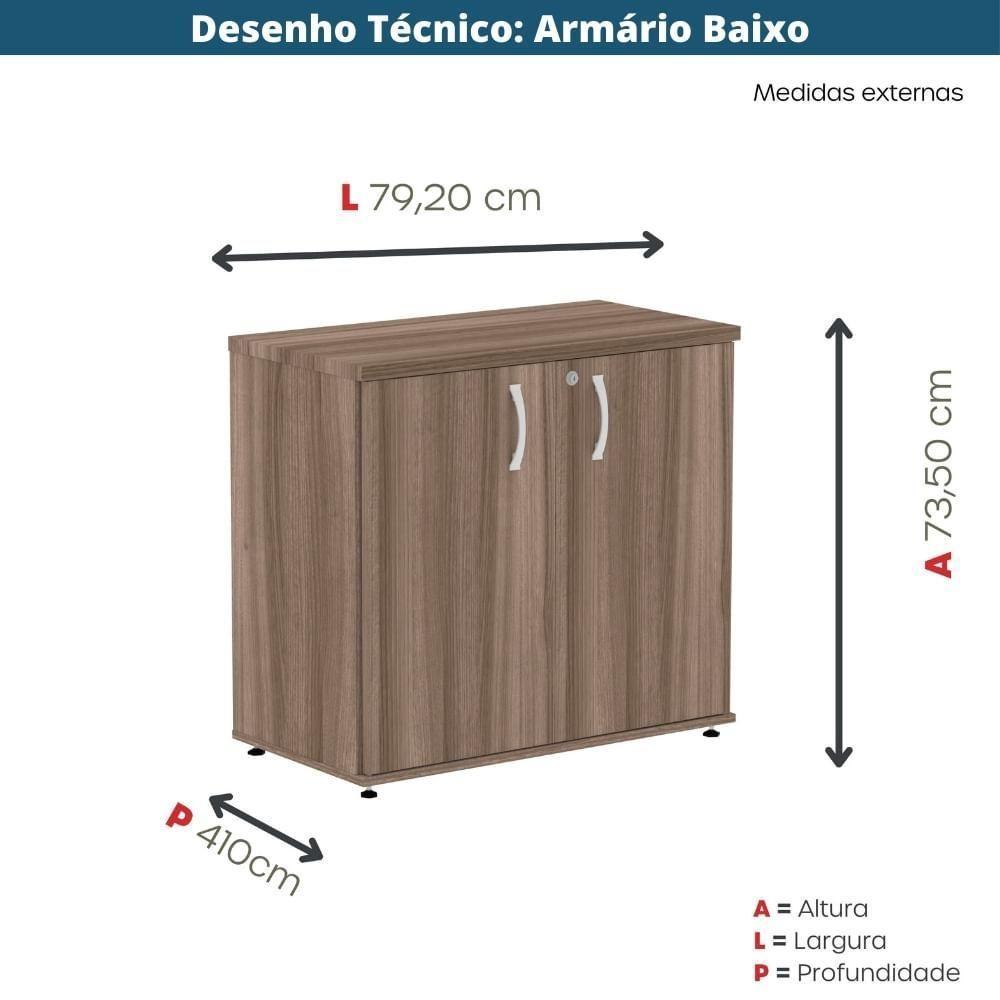 Armário Baixo P25 Pandin 80 Cm (largura) Em Mdp Cor Walnut Com 2 Portas E Prateleira - 10