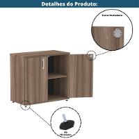 Armário Baixo P25 Pandin 80 Cm (largura) Em Mdp Cor Walnut Com 2 Portas E Prateleira - 5