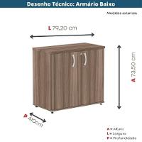 Armário Baixo P25 Pandin 80 Cm (largura) Em Mdp Cor Walnut Com 2 Portas E Prateleira - 10