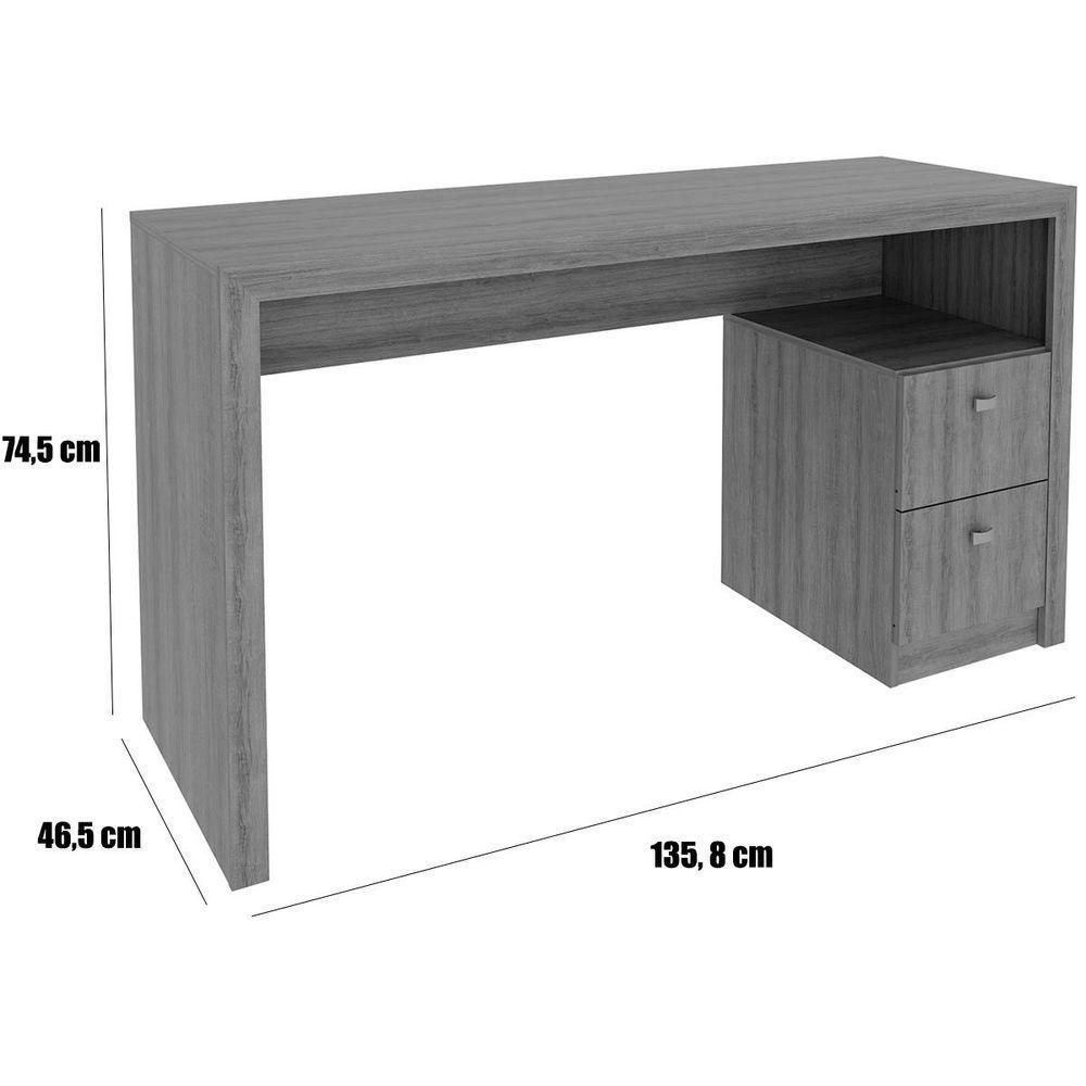 Mesa Para Escritório Escrivaninha 2 Gavetas Rústico - 2