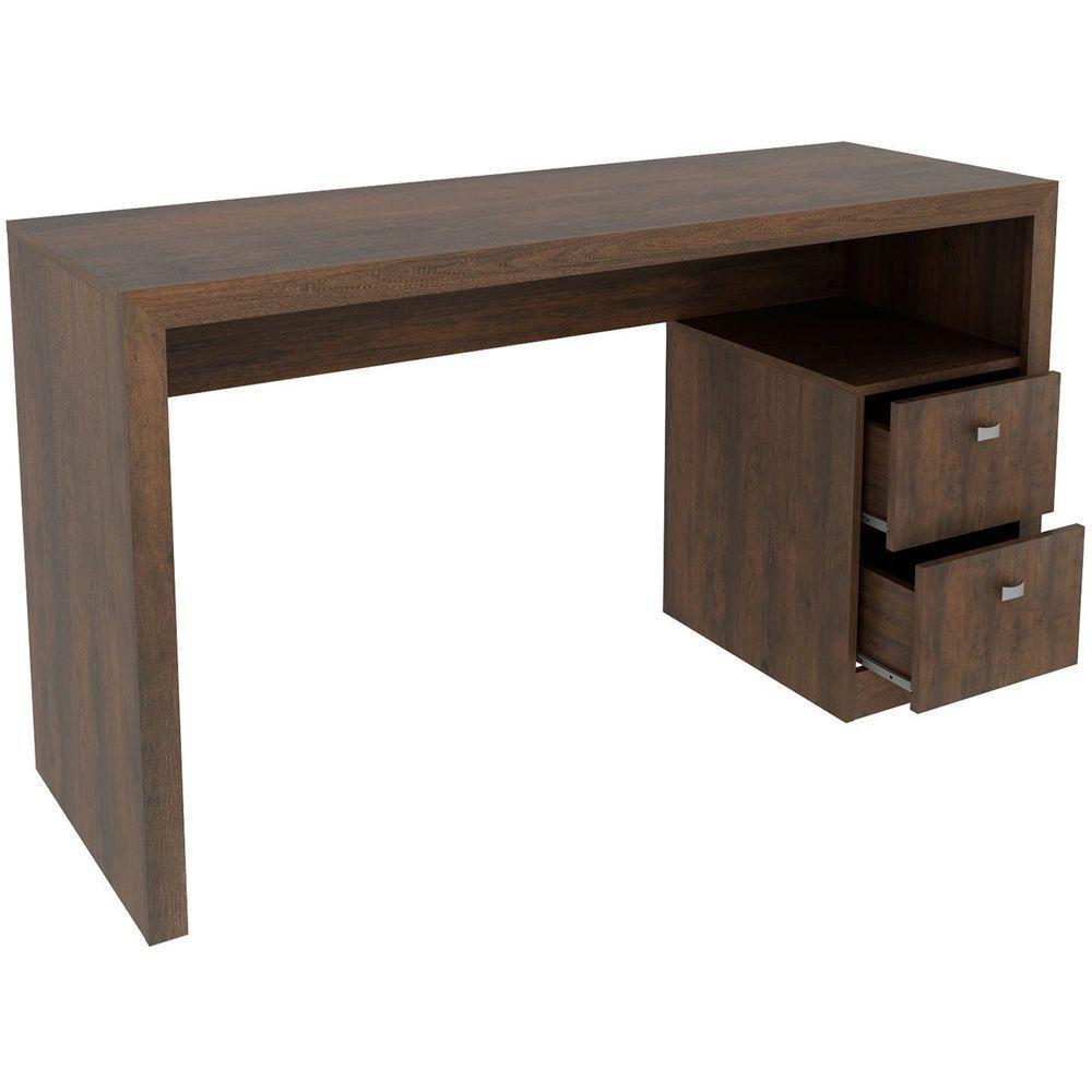Mesa Para Escritório Escrivaninha 2 Gavetas Rústico - 4