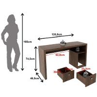 Mesa Para Escritório Escrivaninha 2 Gavetas Rústico - 7