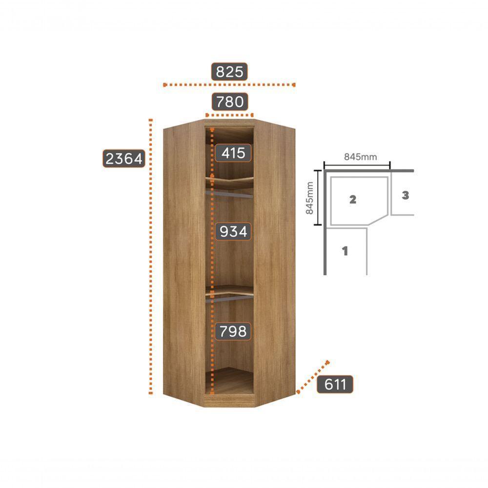 Modulado Completo De Canto Solteiro 5 Portas 6 Gavetas - Linea-cumaru-fendi - Móveis Novo Horizonte - 4