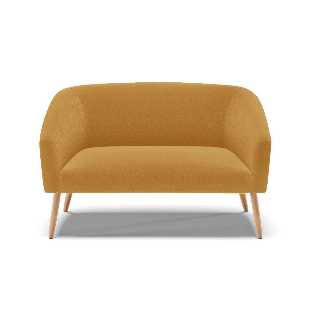 Sofá 2 Lugares Namoradeira Pé Palito Natural Stella Bouclê Mostarda D03 - D'rossi - 3