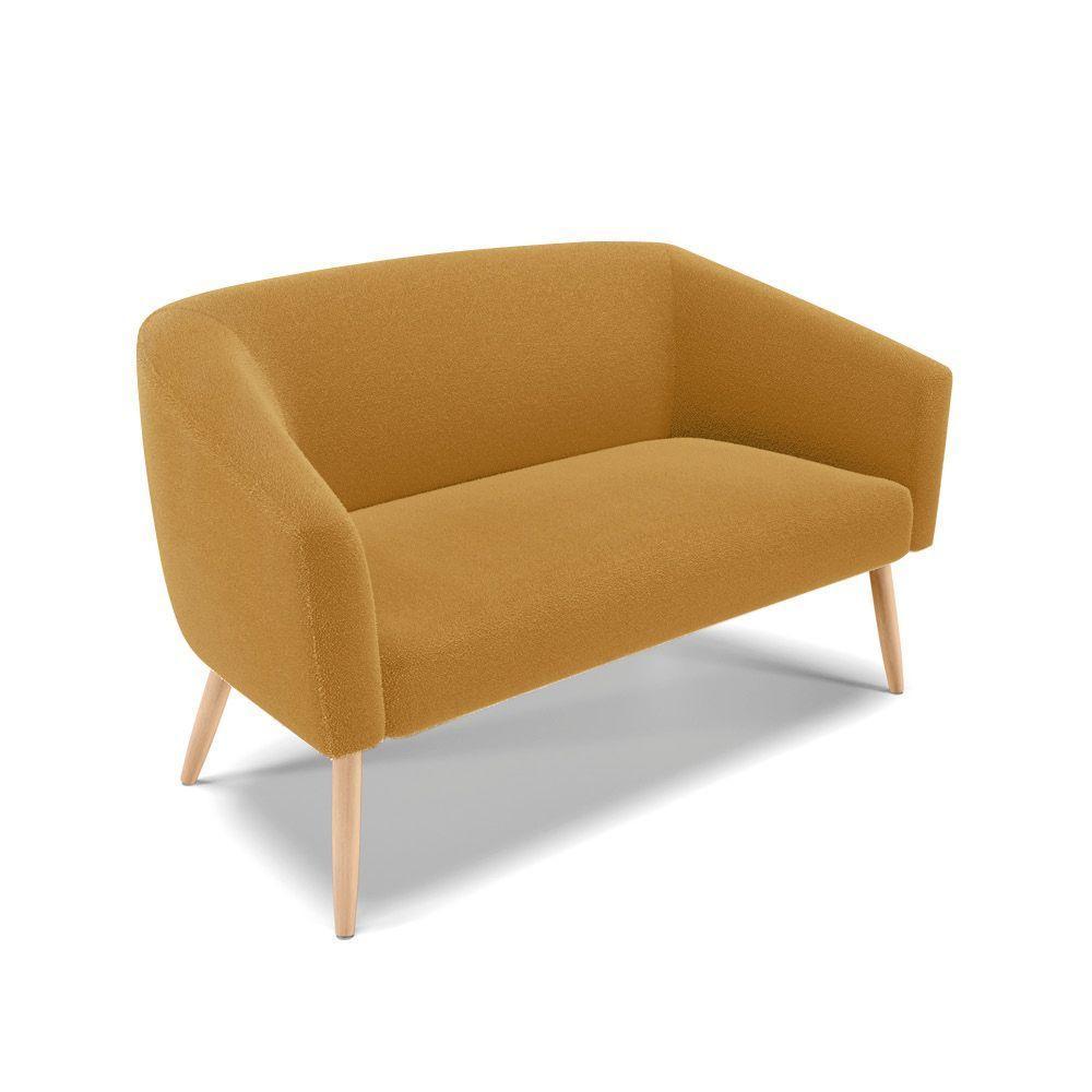 Sofá 2 Lugares Namoradeira Pé Palito Natural Stella Bouclê Mostarda D03 - D'rossi - 4