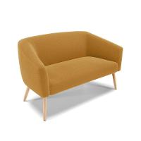 Sofá 2 Lugares Namoradeira Pé Palito Natural Stella Bouclê Mostarda D03 - D'rossi