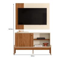 Rack Bancada Com Painel Wood 120cm Cinamomo Mel/off White Para Tv Até 42” - Mobler Cinamomo Mel/off White - 5
