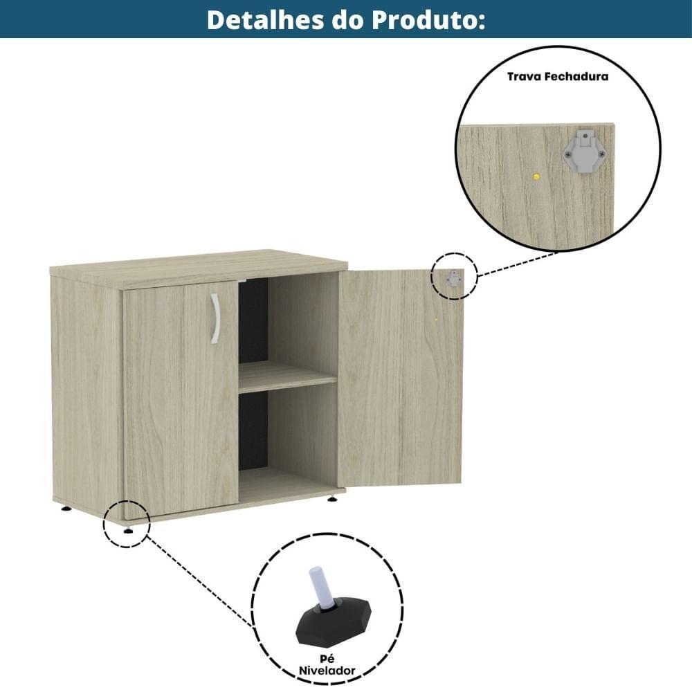Armário Baixo P25 Pandin 80 Cm (largura) Em Mdp Cor Castanheira Natural Com 2 Portas 1 E Prateleira - 5