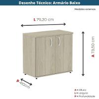 Armário Baixo P25 Pandin 80 Cm (largura) Em Mdp Cor Castanheira Natural Com 2 Portas 1 E Prateleira - 10