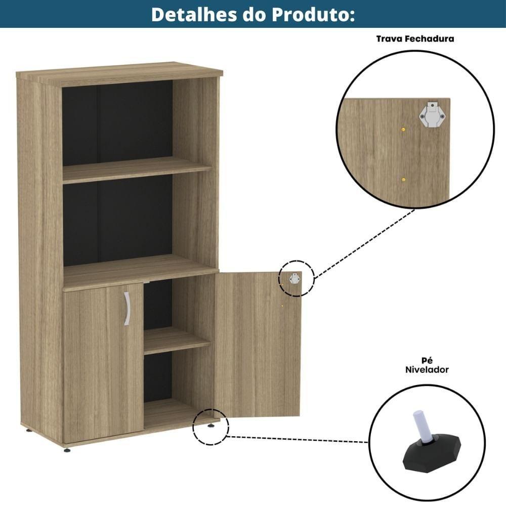Armário Misto P25 Pandin 80 Cm (largura) Em Mdp Cor Noce Naturalle Com 2 Portas E 3 Prateleiras - 2