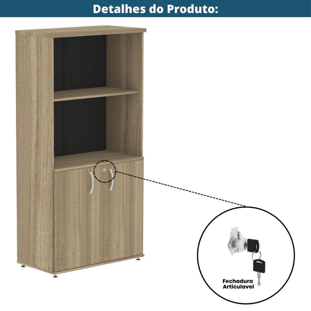 Armário Misto P25 Pandin 80 Cm (largura) Em Mdp Cor Noce Naturalle Com 2 Portas E 3 Prateleiras - 3