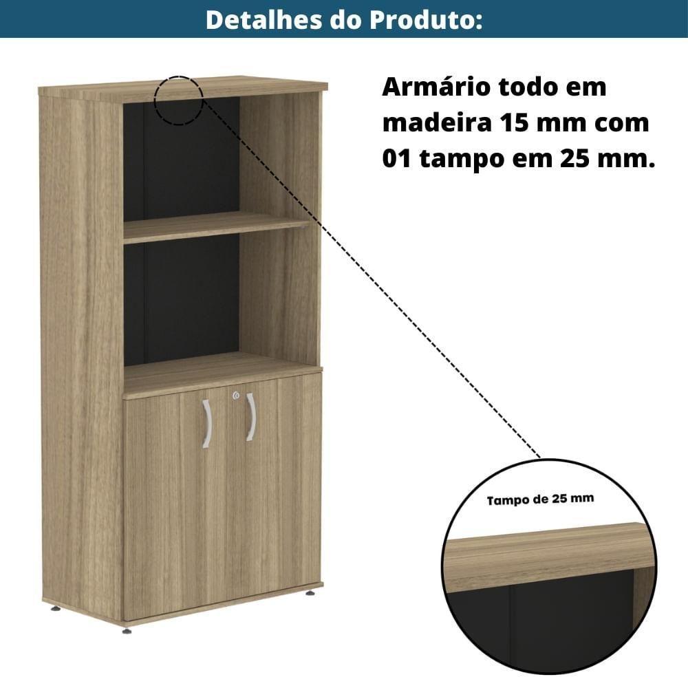 Armário Misto P25 Pandin 80 Cm (largura) Em Mdp Cor Noce Naturalle Com 2 Portas E 3 Prateleiras - 4