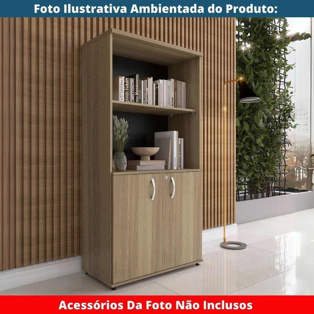 Armário Misto P25 Pandin 80 Cm (largura) Em Mdp Cor Noce Naturalle Com 2 Portas E 3 Prateleiras - 6