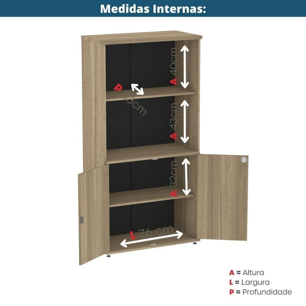Armário Misto P25 Pandin 80 Cm (largura) Em Mdp Cor Noce Naturalle Com 2 Portas E 3 Prateleiras - 10