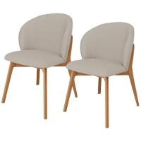 Kit 02 Cadeiras De Jantar E Estar Living Estofada Mia L02 Linho Bege - Lyam Decor - 1