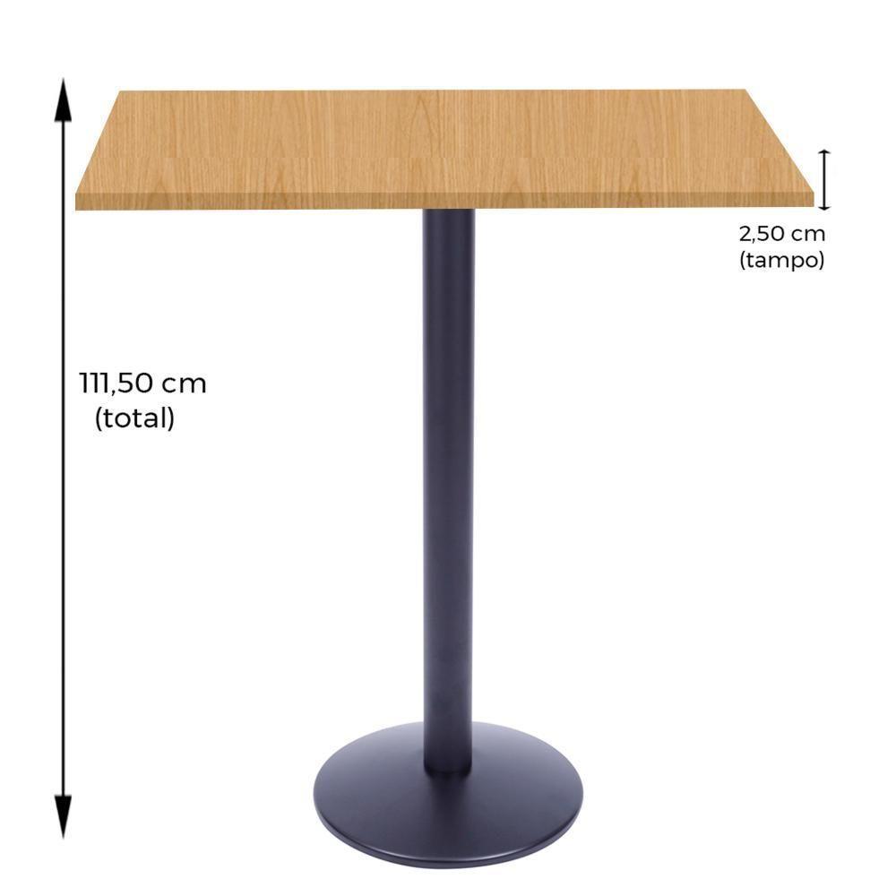 Mesa Bistrô Zeta Ferro Preto 111,50 Cm Alt Base Disco Tampo Mdp Quadrado 80 Cm Larg X 2,50 Cm Samba - 3