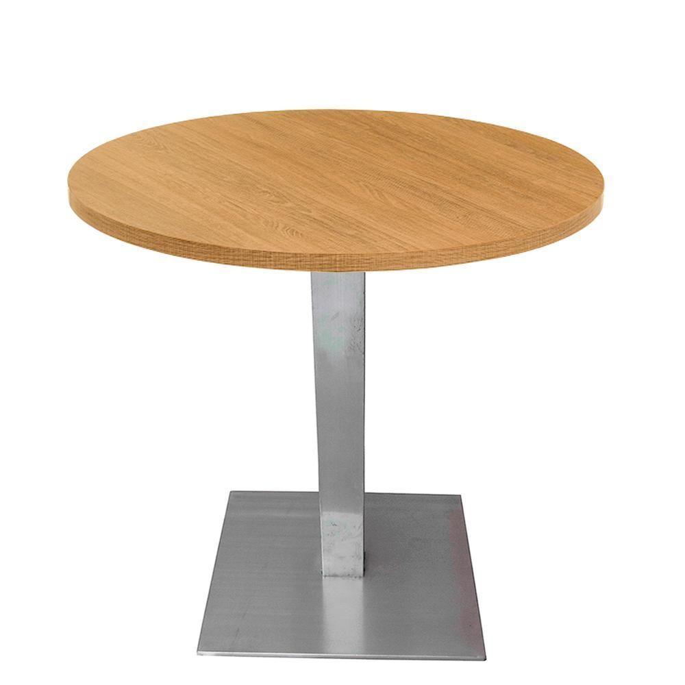 Mesa Alpha Inox 73,50 Cm (alt) Base Quadrada Tampo Mdp Redondo 80 Cm (larg) X 2,50 Cm (alt) Samba - 1