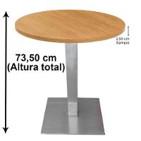 Mesa Alpha Inox 73,50 Cm (alt) Base Quadrada Tampo Mdp Redondo 80 Cm (larg) X 2,50 Cm (alt) Samba