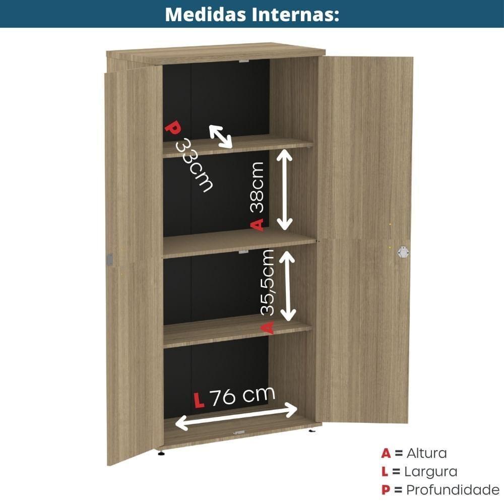 Armário Alto P25 Pandin 80 Cm (largura) Em Mdp Cor Noce Naturalle Com 2 Portas E 3 Prateleiras - 3