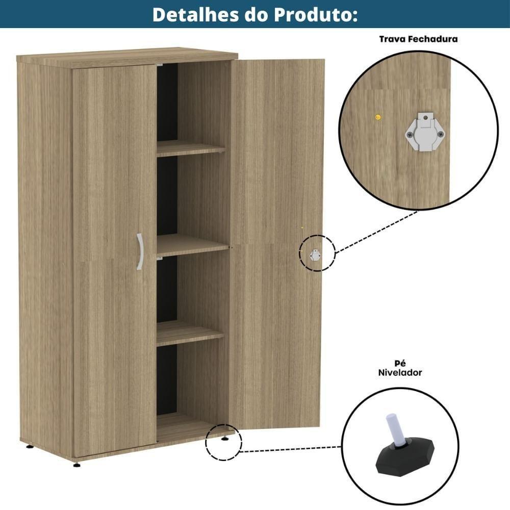 Armário Alto P25 Pandin 80 Cm (largura) Em Mdp Cor Noce Naturalle Com 2 Portas E 3 Prateleiras - 5