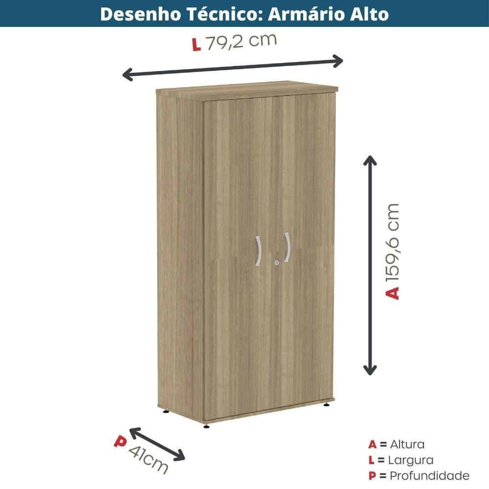 Armário Alto P25 Pandin 80 Cm (largura) Em Mdp Cor Noce Naturalle Com 2 Portas E 3 Prateleiras - 10